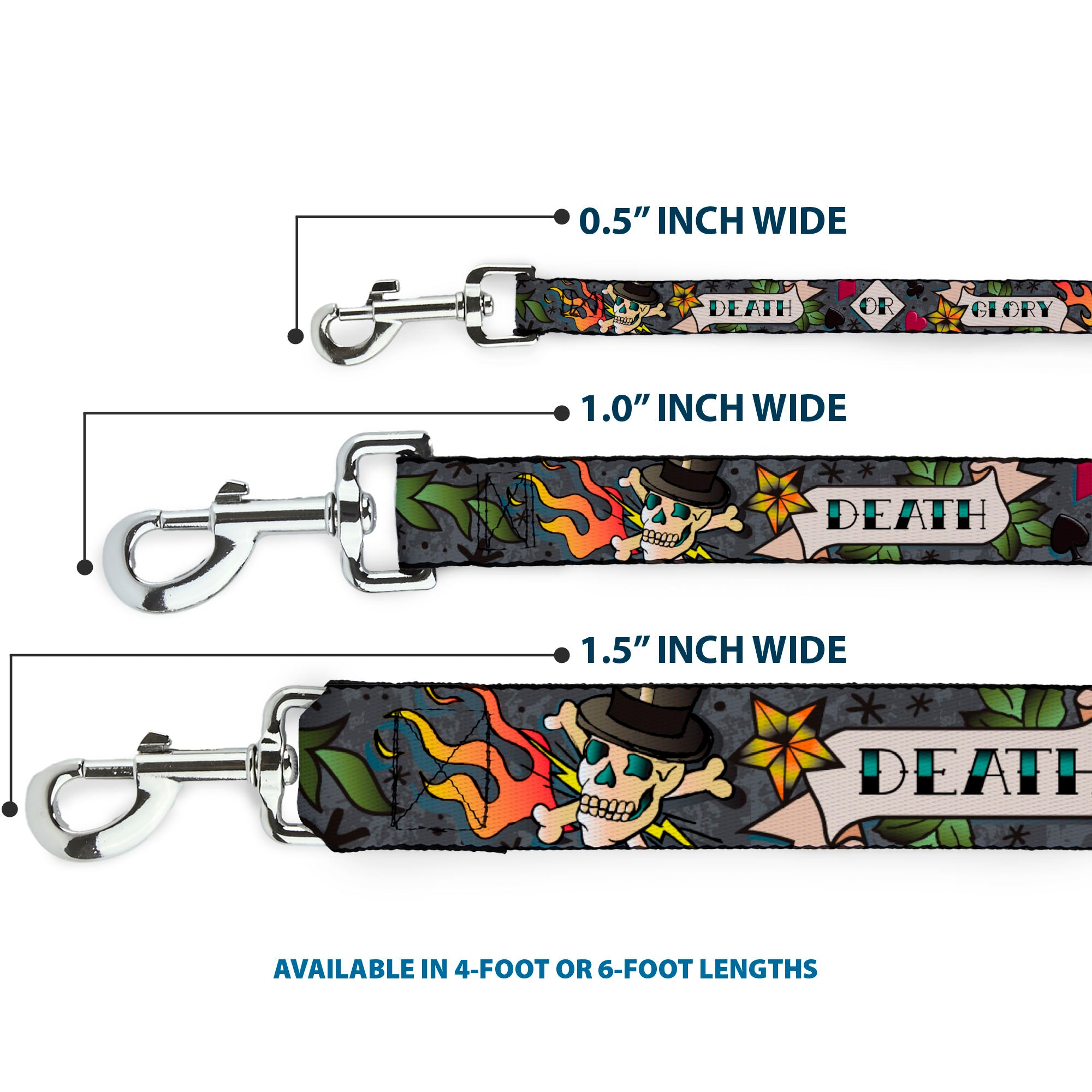 Dog Leash - Death or Glory Gray Dog Leashes Buckle-Down