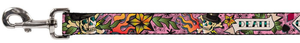 Dog Leash - Death or Glory Pink Dog Leashes Buckle-Down