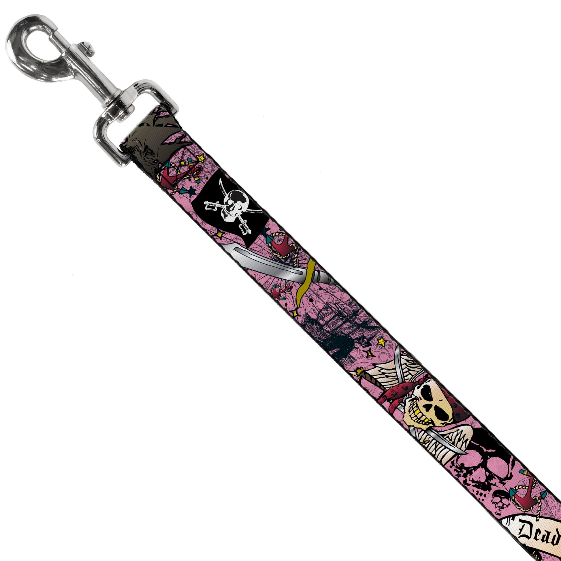 Dog Leash - Dead Men Tell No Tales Pink Dog Leashes Buckle-Down