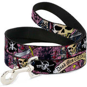 Dog Leash - Dead Men Tell No Tales Pink Dog Leashes Buckle-Down