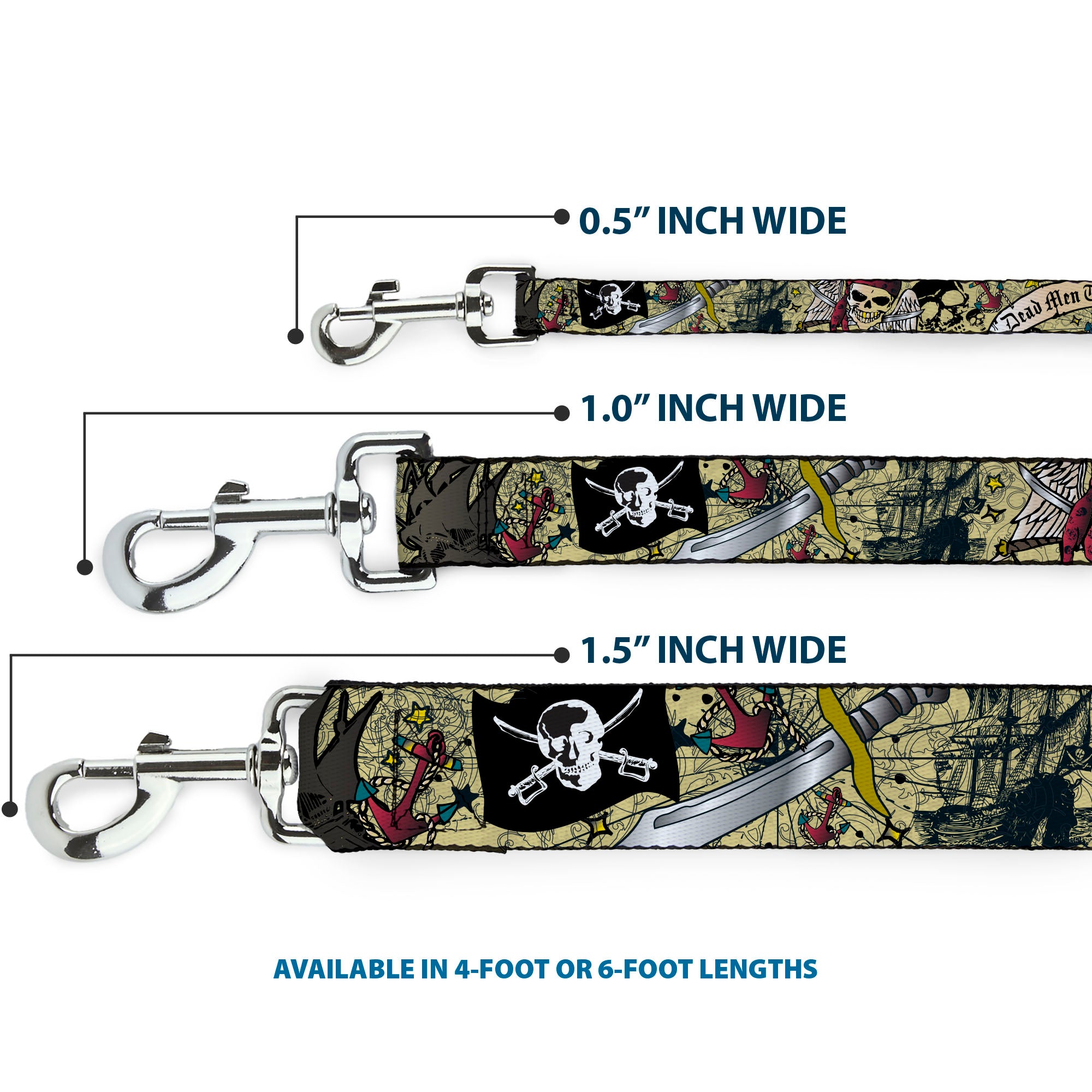 Dog Leash - Dead Men Tell No Tales Tan Dog Leashes Buckle-Down