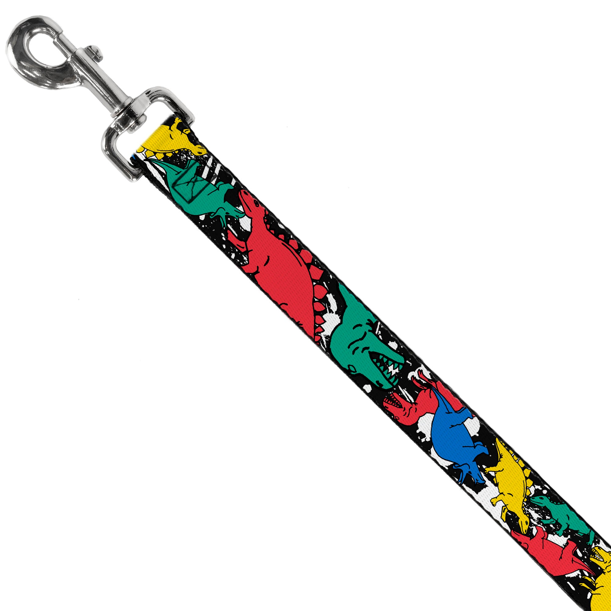 Dog Leash - Dinosaurs/Paint Splatter Black/White/Multi Color Dog Leashes Buckle-Down