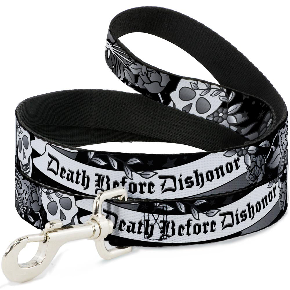 Dog Leash - Death Before Dishonor Black/White Dog Leashes Buckle-Down