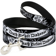 Dog Leash - Death Before Dishonor Black/White Dog Leashes Buckle-Down