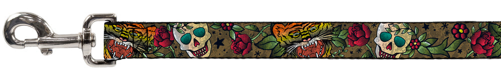 Dog Leash - Death Before Dishonor CLOSE-UP Olive Dog Leashes Buckle-Down