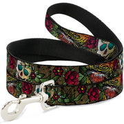 Dog Leash - Death Before Dishonor CLOSE-UP Olive Dog Leashes Buckle-Down