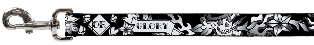 Dog Leash - Death or Glory Black/White Dog Leashes Buckle-Down