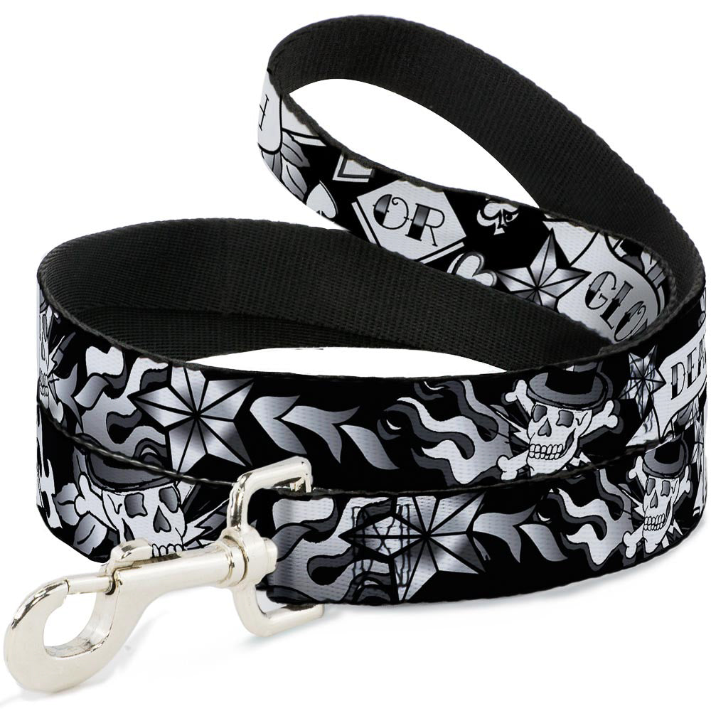 Dog Leash - Death or Glory Black/White Dog Leashes Buckle-Down