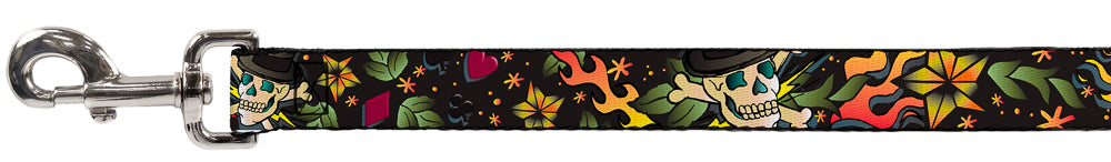 Dog Leash - Death or Glory CLOSE-UP Black Dog Leashes Buckle-Down