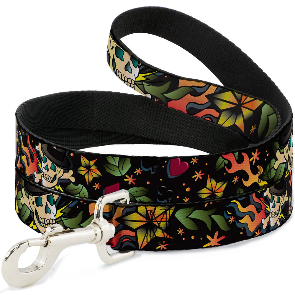 Dog Leash - Death or Glory CLOSE-UP Black Dog Leashes Buckle-Down