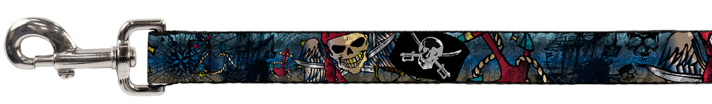 Dog Leash - Dead Men Tell No Tales CLOSE-UP Turquoise Dog Leashes Buckle-Down