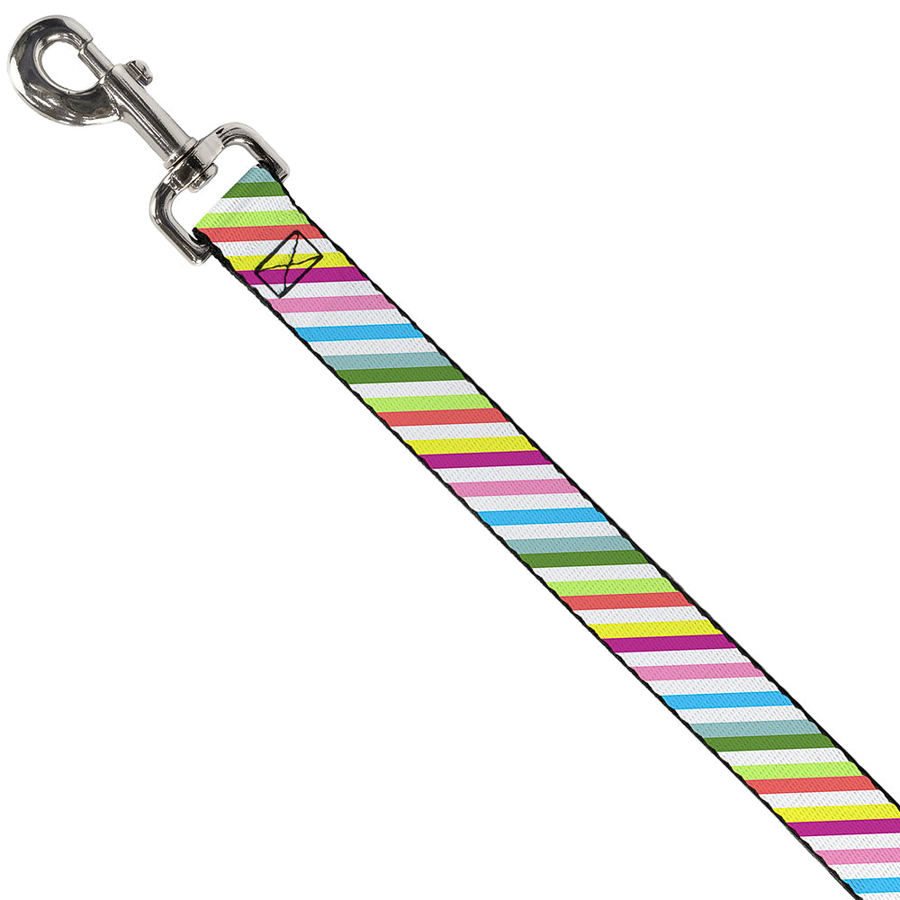 Dog Leash - Diagonal Stripes White/Multi Color Dog Leashes Buckle-Down
