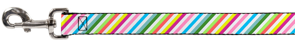 Dog Leash - Diagonal Stripes White/Multi Color Dog Leashes Buckle-Down
