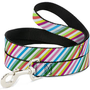 Dog Leash - Diagonal Stripes White/Multi Color Dog Leashes Buckle-Down