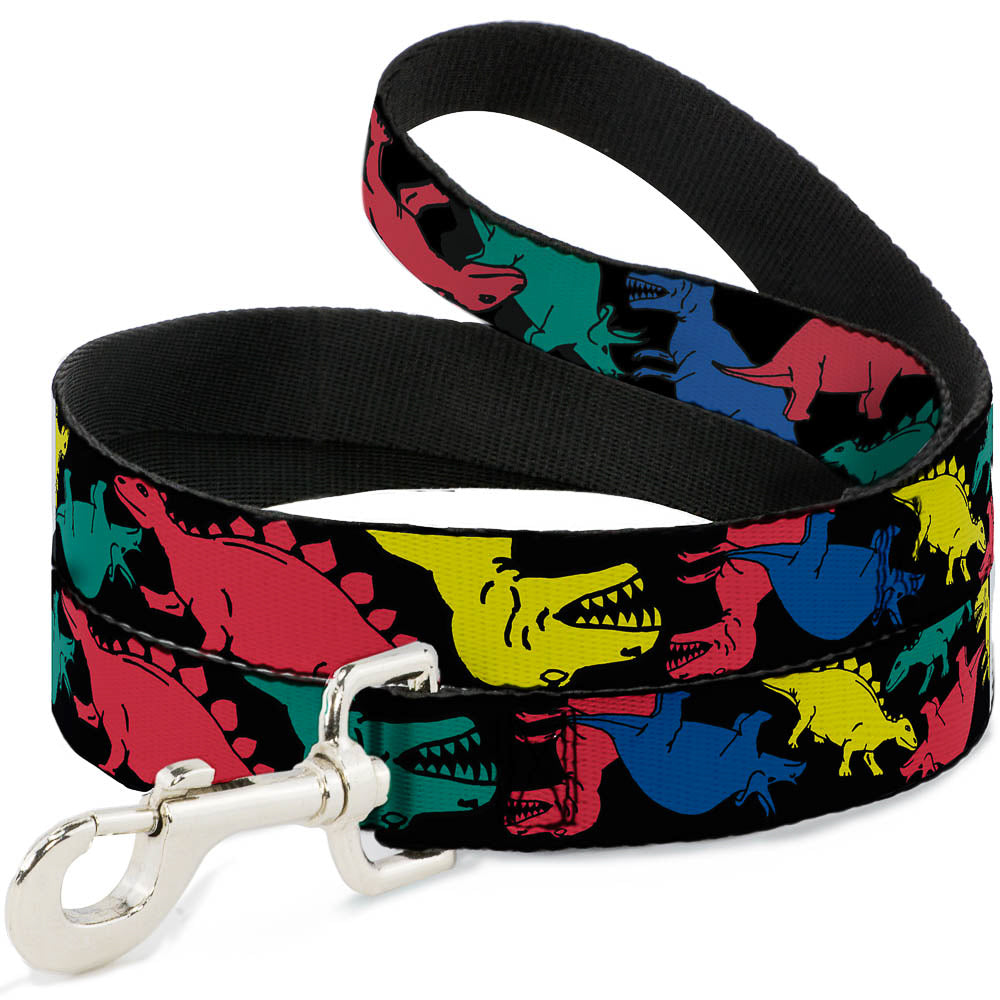 Dog Leash - Dinosaurs Black/Multi Color Dog Leashes Buckle-Down