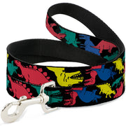 Dog Leash - Dinosaurs Black/Multi Color Dog Leashes Buckle-Down