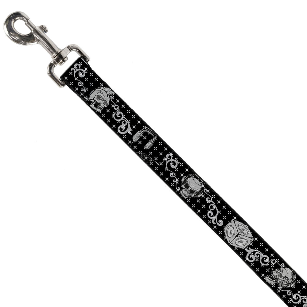 Dog Leash - DJ Skulls Black/Gray Dog Leashes Buckle-Down