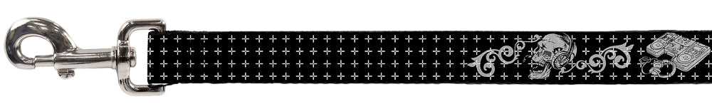 Dog Leash - DJ Skulls Black/Gray Dog Leashes Buckle-Down
