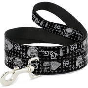 Dog Leash - DJ Skulls Black/Gray Dog Leashes Buckle-Down
