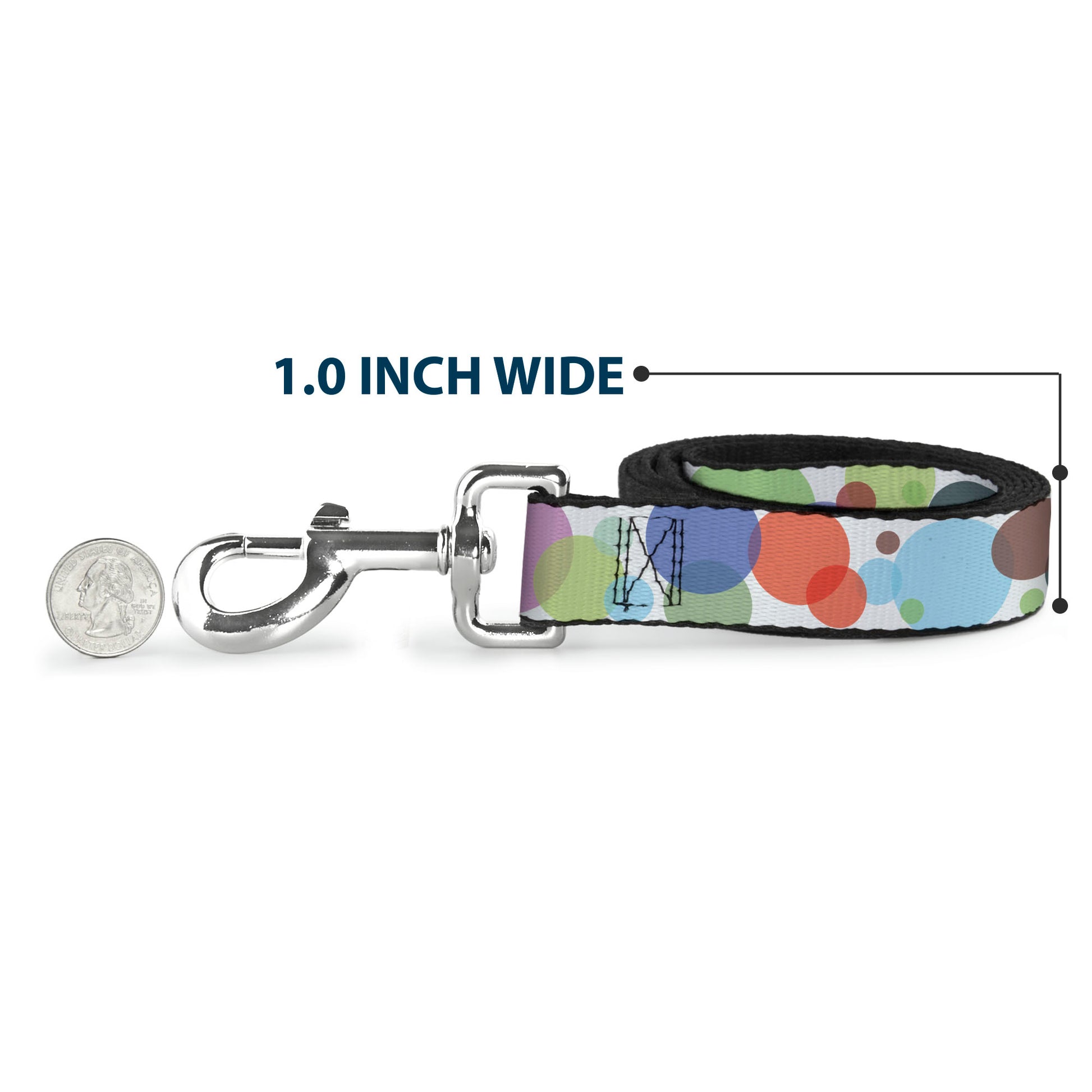 Dog Leash - Dots White/Transparent Multi Color Dog Leashes Buckle-Down