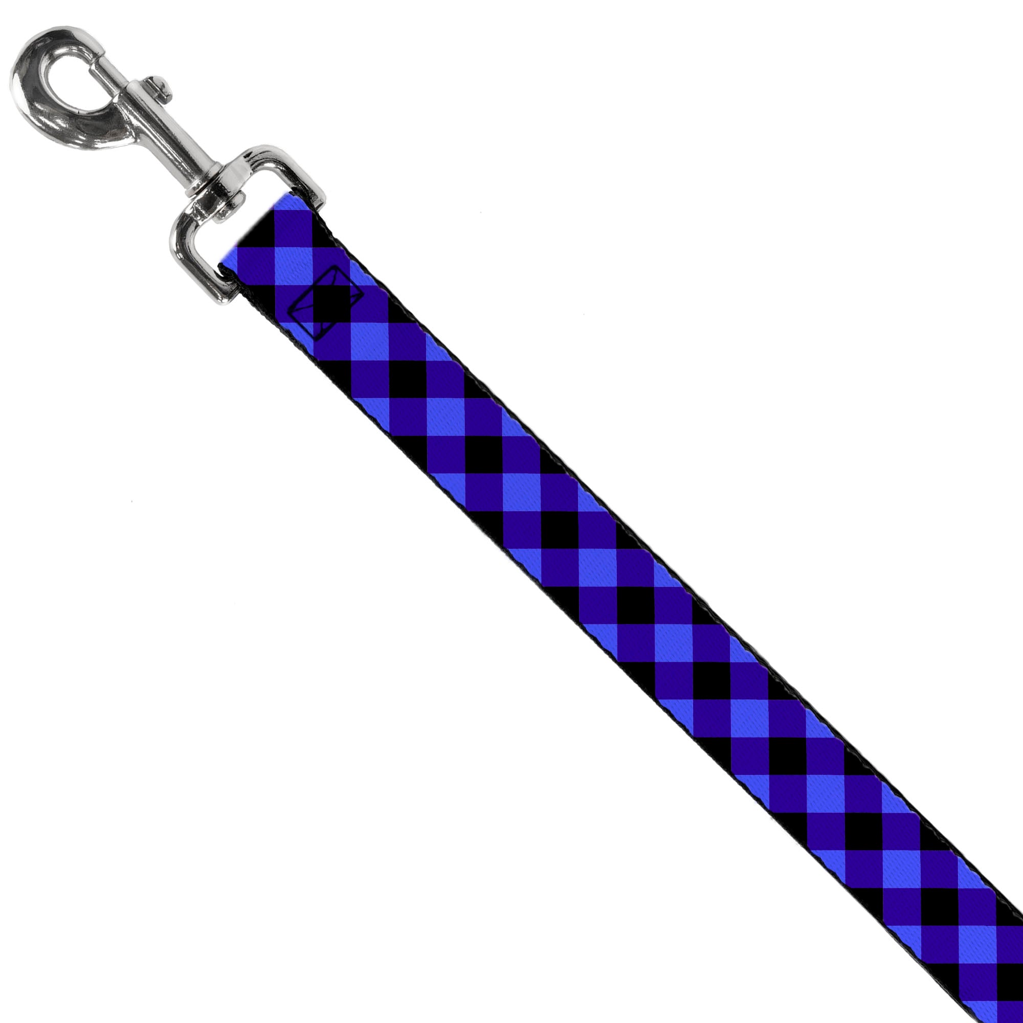 Dog Leash - Diagonal Buffalo Plaid Black/Blue Dog Leashes Buckle-Down