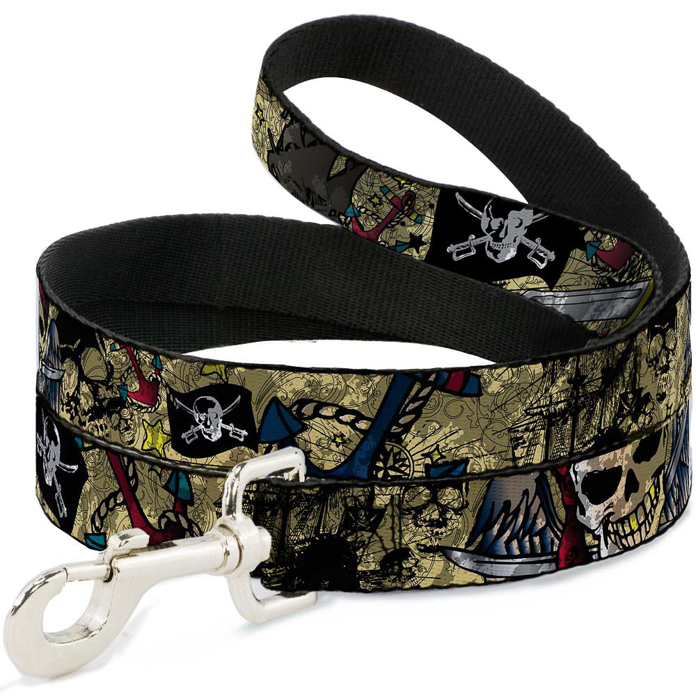 Dog Leash - Dead Men Tell No Tales CLOSE-UP Tan Dog Leashes Buckle-Down