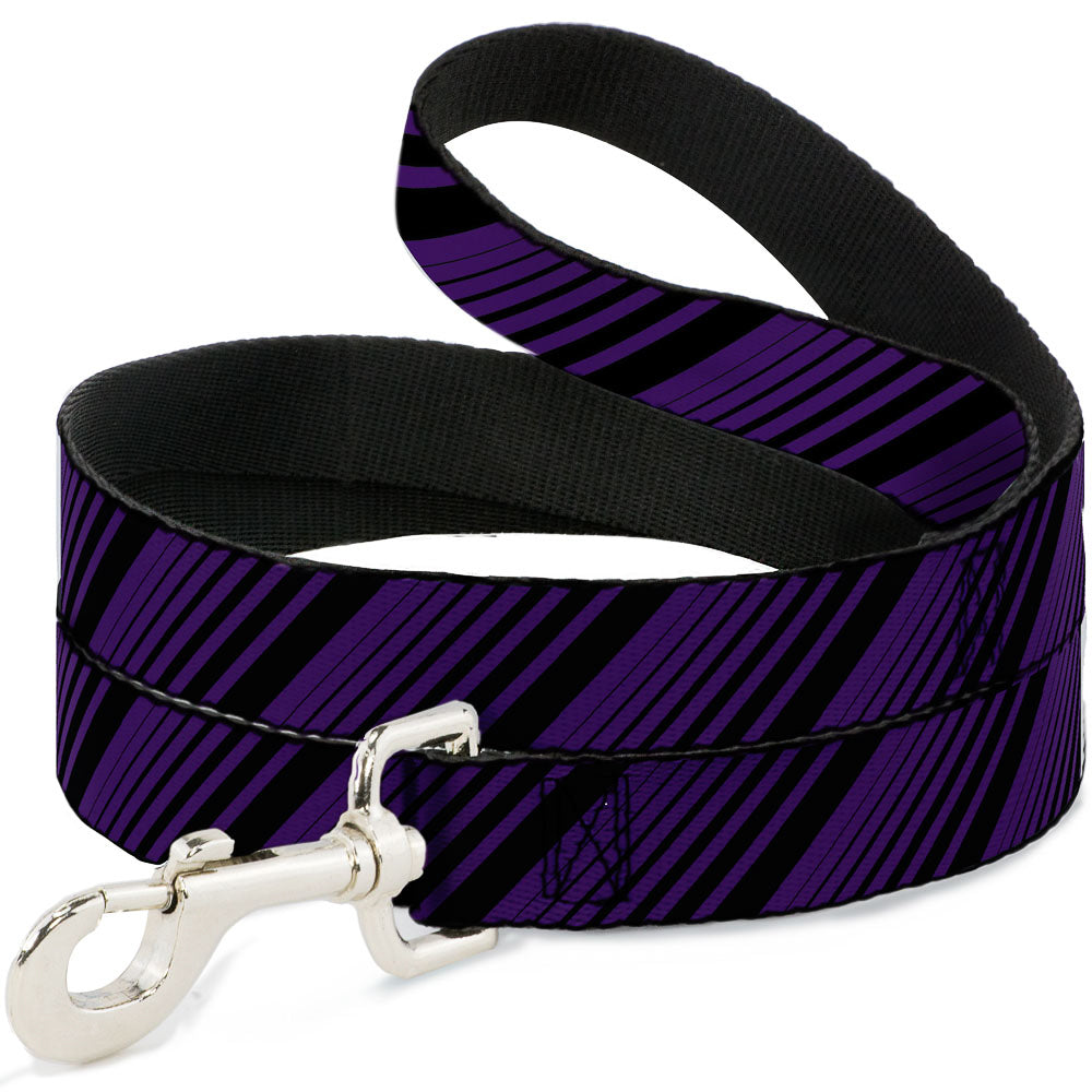 Dog Leash - Diagonal Stripes Black/Purple Dog Leashes Buckle-Down