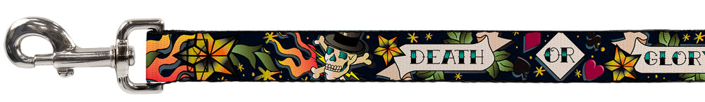 Dog Leash - Death or Glory Black Dog Leashes Buckle-Down