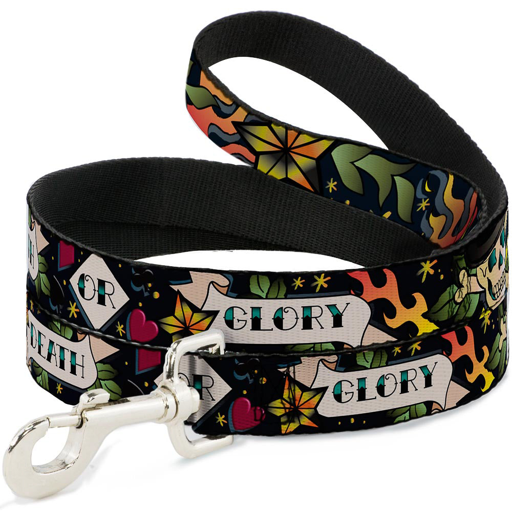 Dog Leash - Death or Glory Black Dog Leashes Buckle-Down