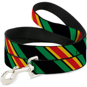 Dog Leash - Diagonal Stripes Black/Green/Yellow/Red Dog Leashes Buckle-Down