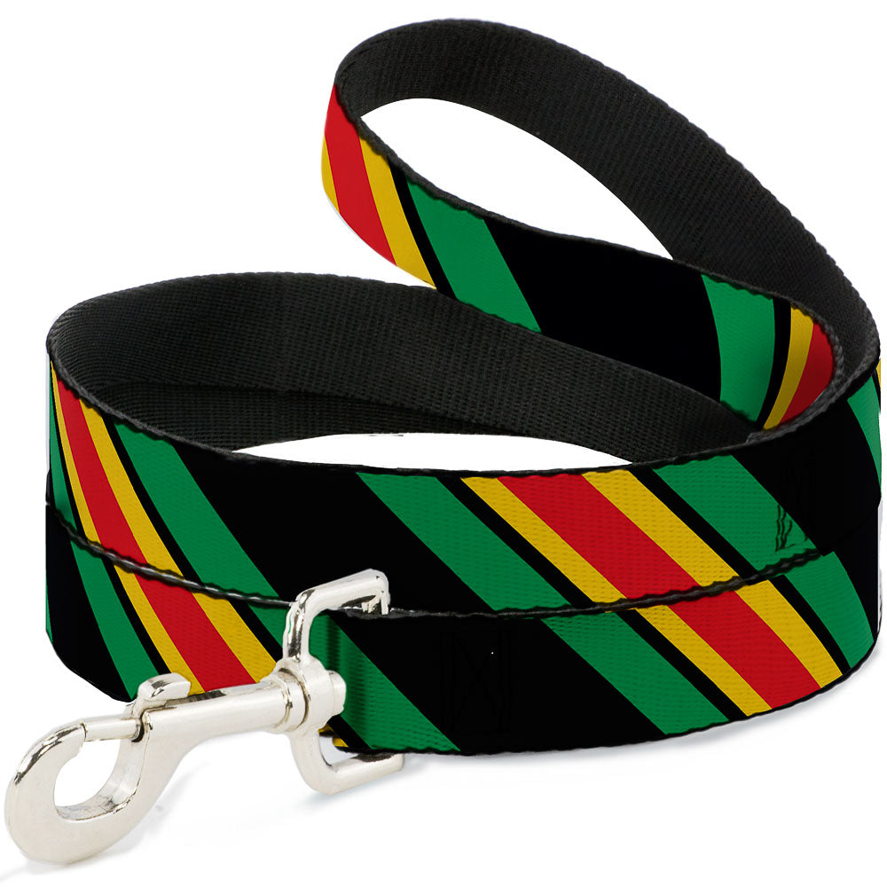 Dog Leash - Diagonal Stripes Black/Green/Yellow/Red Dog Leashes Buckle-Down
