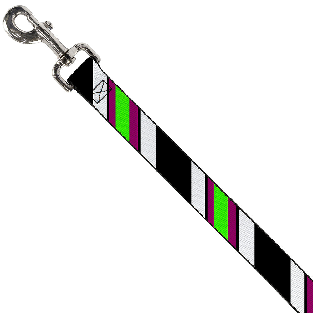 Dog Leash - Diagonal Stripes Black/White/Pink/Green Dog Leashes Buckle-Down