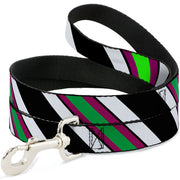 Dog Leash - Diagonal Stripes Black/White/Pink/Green Dog Leashes Buckle-Down