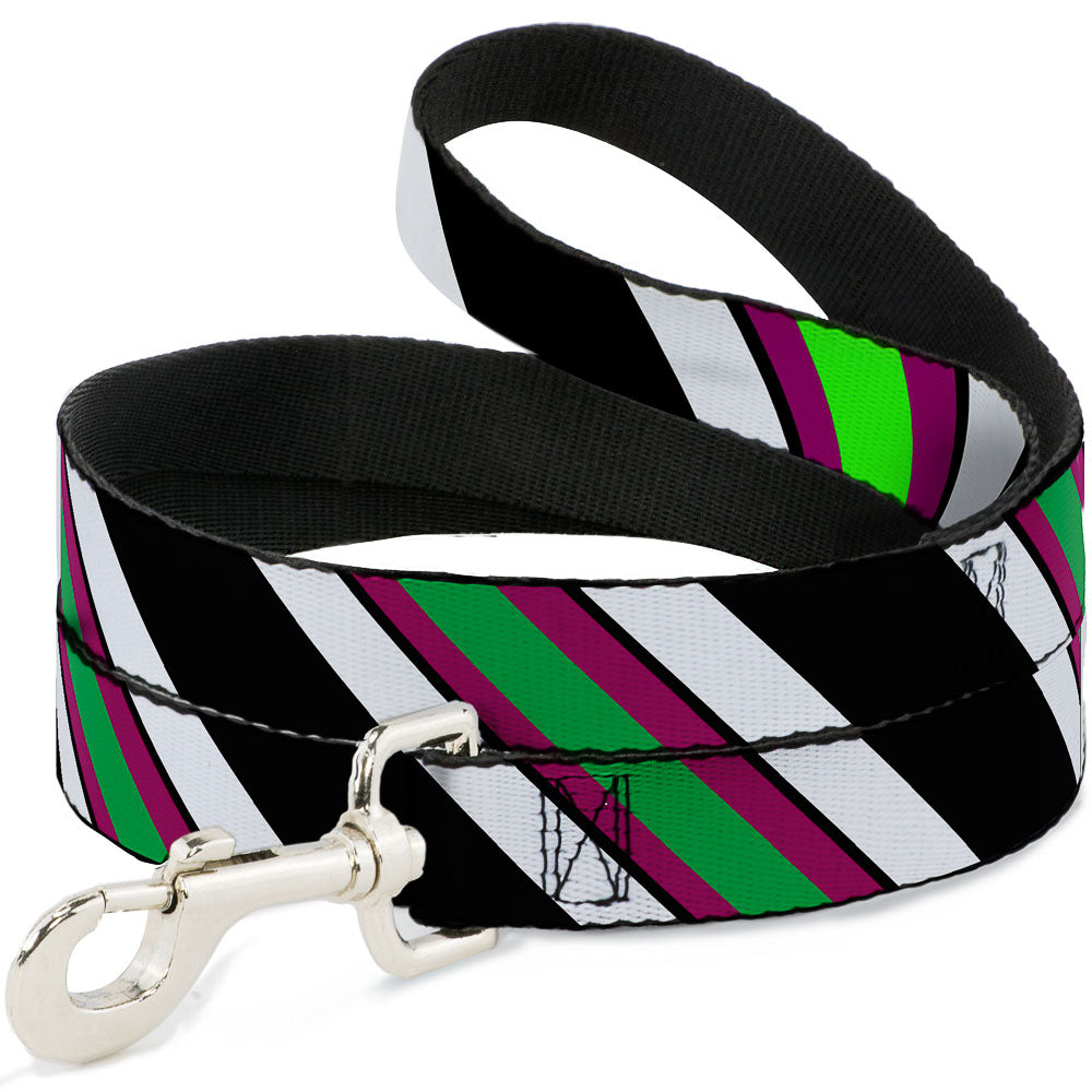 Dog Leash - Diagonal Stripes Black/White/Pink/Green Dog Leashes Buckle-Down