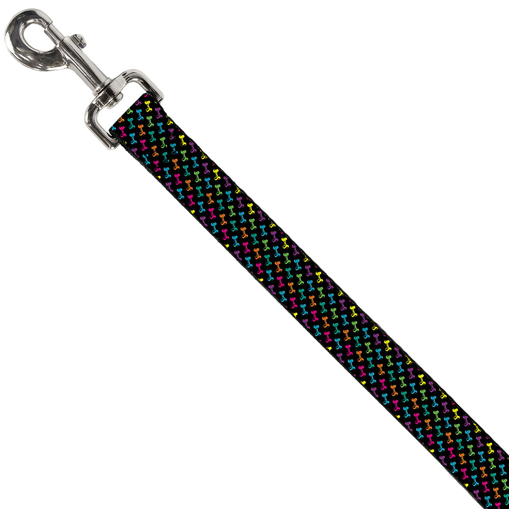 Dog Leash - Dog Bone Black/Multi Color Dog Leashes Buckle-Down