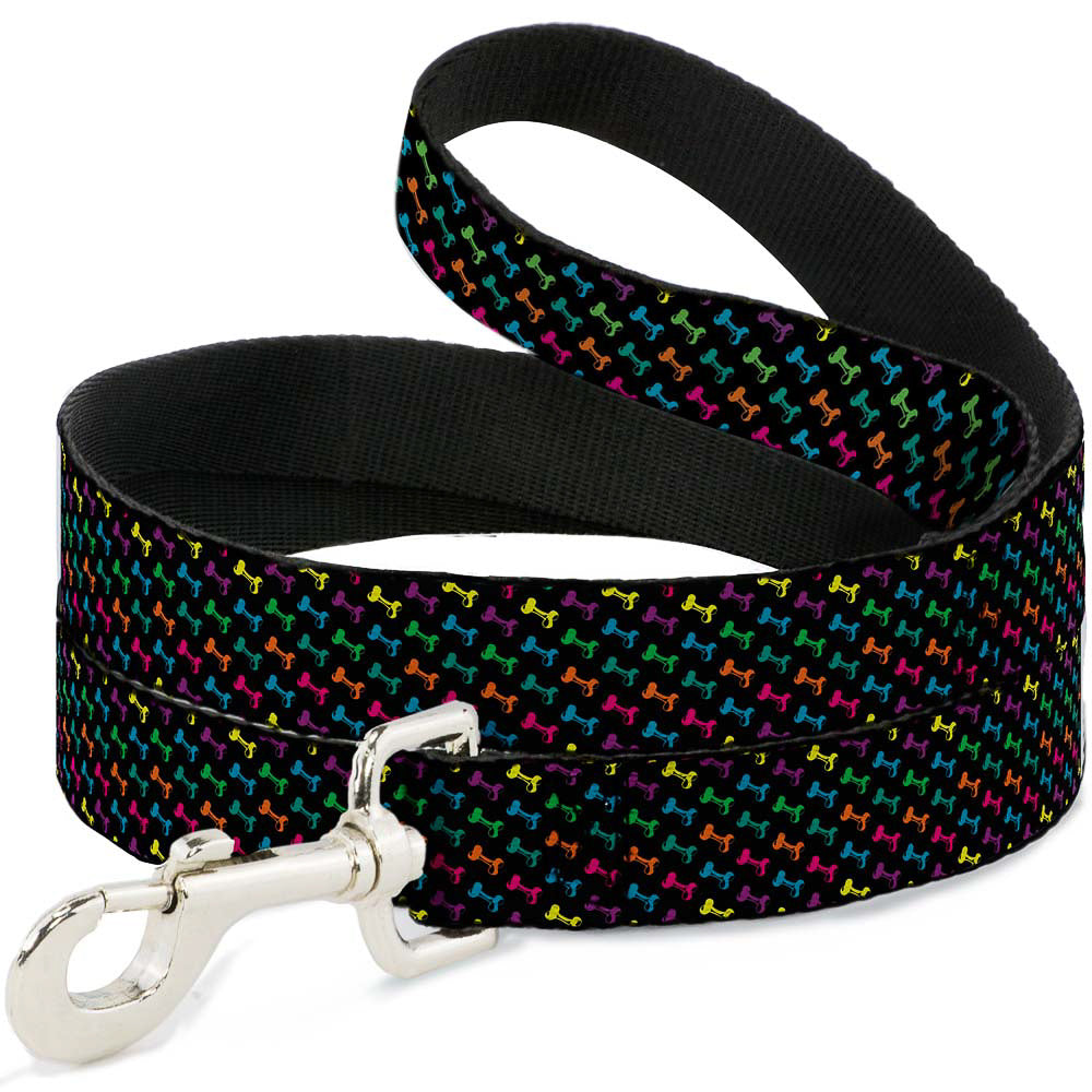 Dog Leash - Dog Bone Black/Multi Color Dog Leashes Buckle-Down