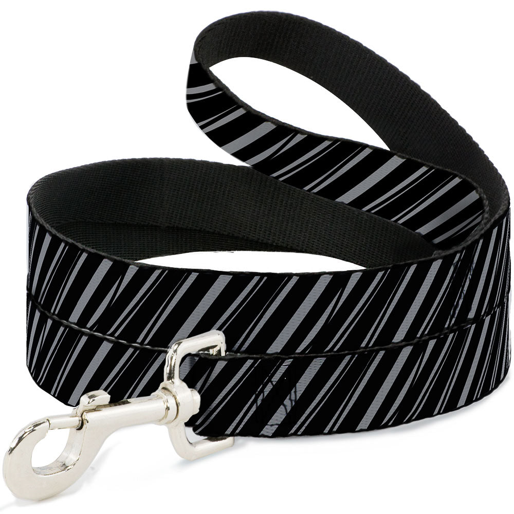 Dog Leash - Diagonal Stripes Scribble Gray/Black Dog Leashes Buckle-Down