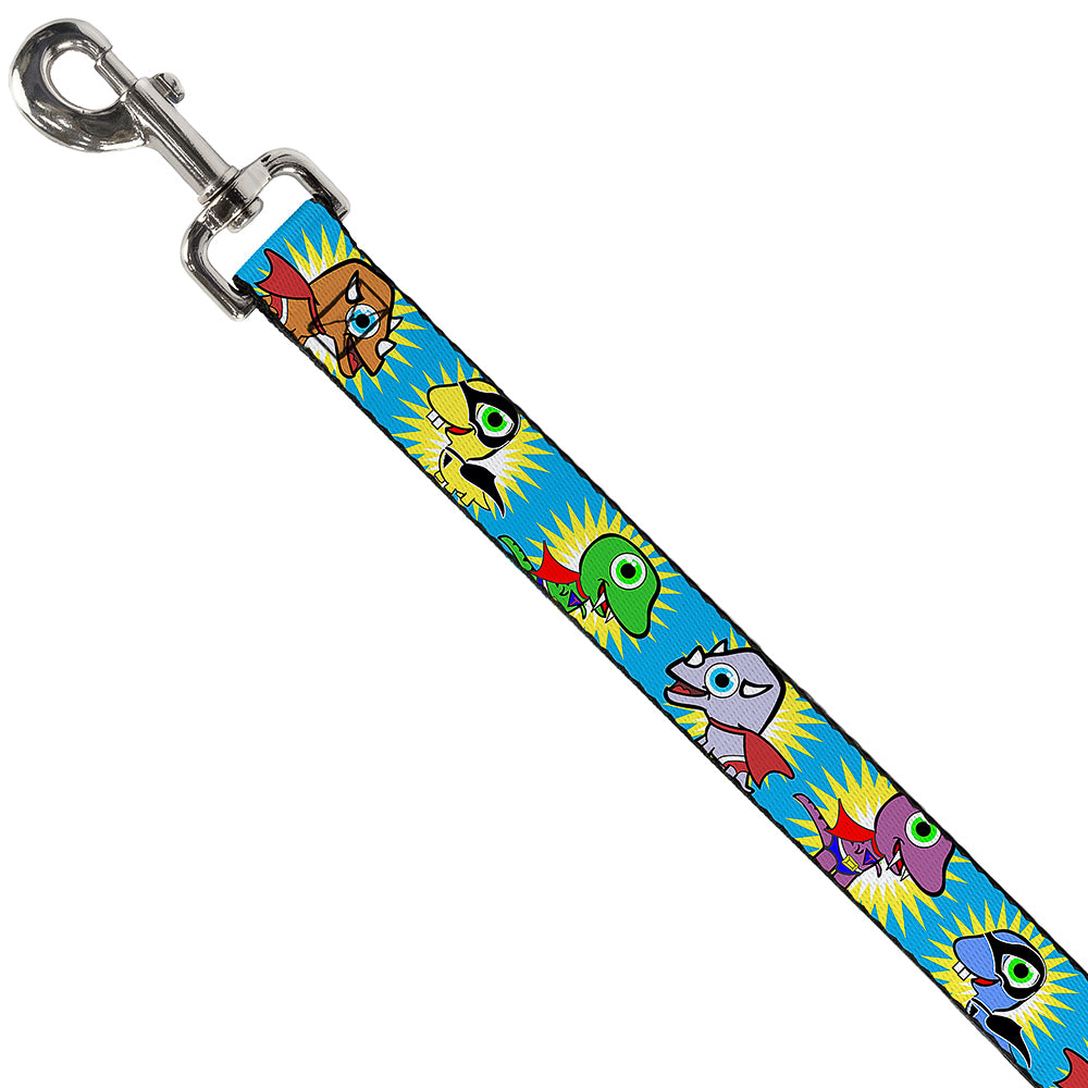 Dog Leash - Dinosaur Superhero Baby Blue Dog Leashes Buckle-Down