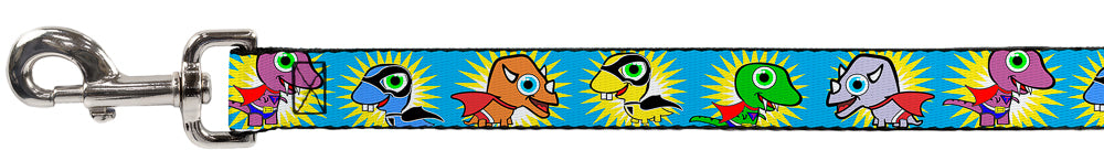 Dog Leash - Dinosaur Superhero Baby Blue Dog Leashes Buckle-Down