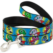 Dog Leash - Dinosaur Superhero Baby Blue Dog Leashes Buckle-Down