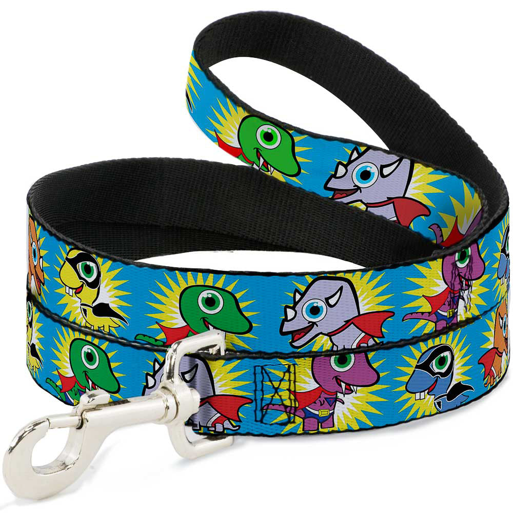 Dog Leash - Dinosaur Superhero Baby Blue Dog Leashes Buckle-Down
