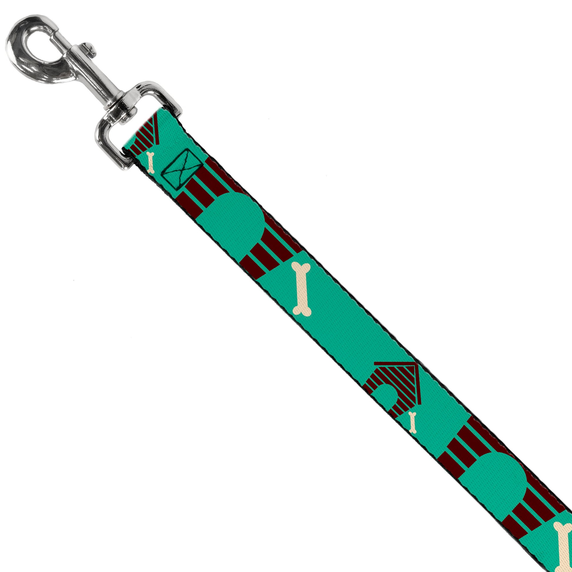 Dog Leash - Dog House & Bone Turquoise/Brown Dog Leashes Buckle-Down