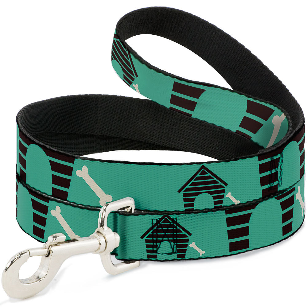 Dog Leash - Dog House & Bone Turquoise/Brown Dog Leashes Buckle-Down