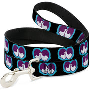 Dog Leash - Dopey Eyes Black/Baby Blue/Purple Dog Leashes Buckle-Down
