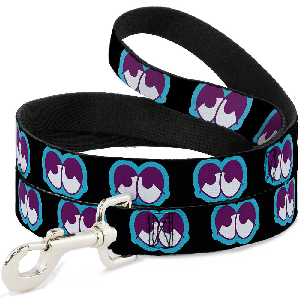 Dog Leash - Dopey Eyes Black/Baby Blue/Purple Dog Leashes Buckle-Down