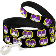 Dog Leash - Dopey Eyes Black/Yellow/Purple Dog Leashes Buckle-Down