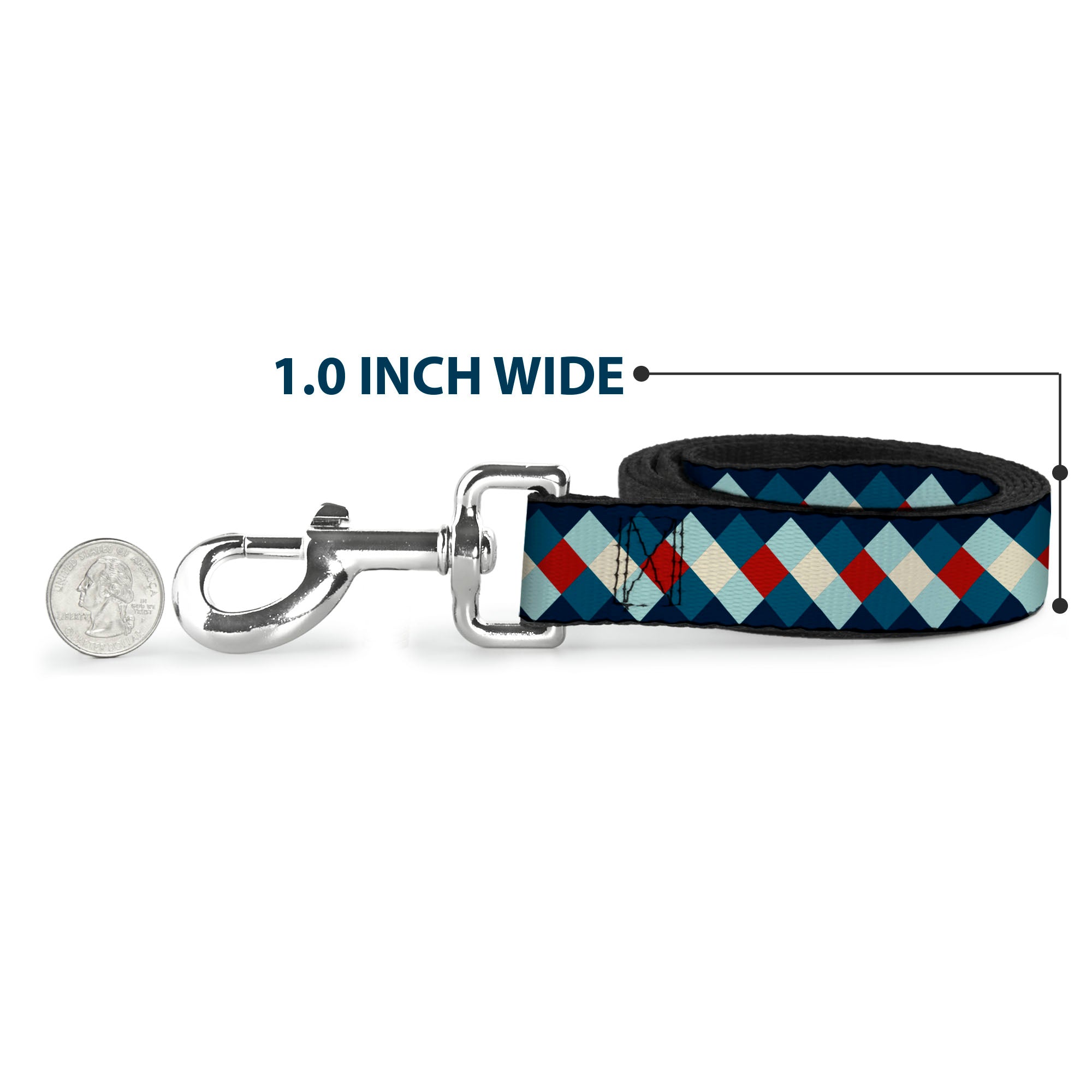 Dog Leash - Diamond Plaid Blues/Khaki/Red Dog Leashes Buckle-Down