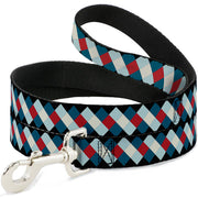 Dog Leash - Diamond Plaid Blues/Khaki/Red Dog Leashes Buckle-Down