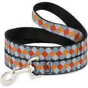 Dog Leash - Diamond Plaid Grays/Orange Dog Leashes Buckle-Down
