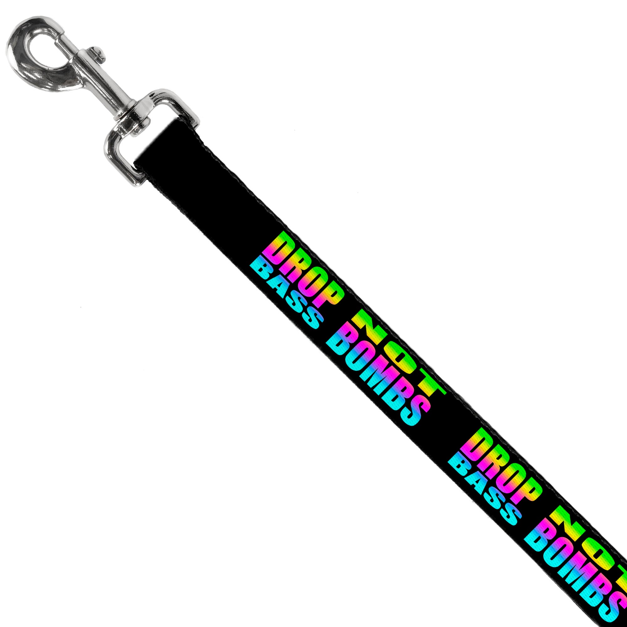 Dog Leash - DROP BASS NOT BOMBS Black/Rainbow Dog Leashes Buckle-Down